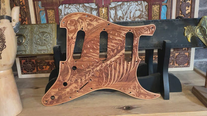 Stratocaster HSS & SSS Wood Pickguard - Buried Skeleton