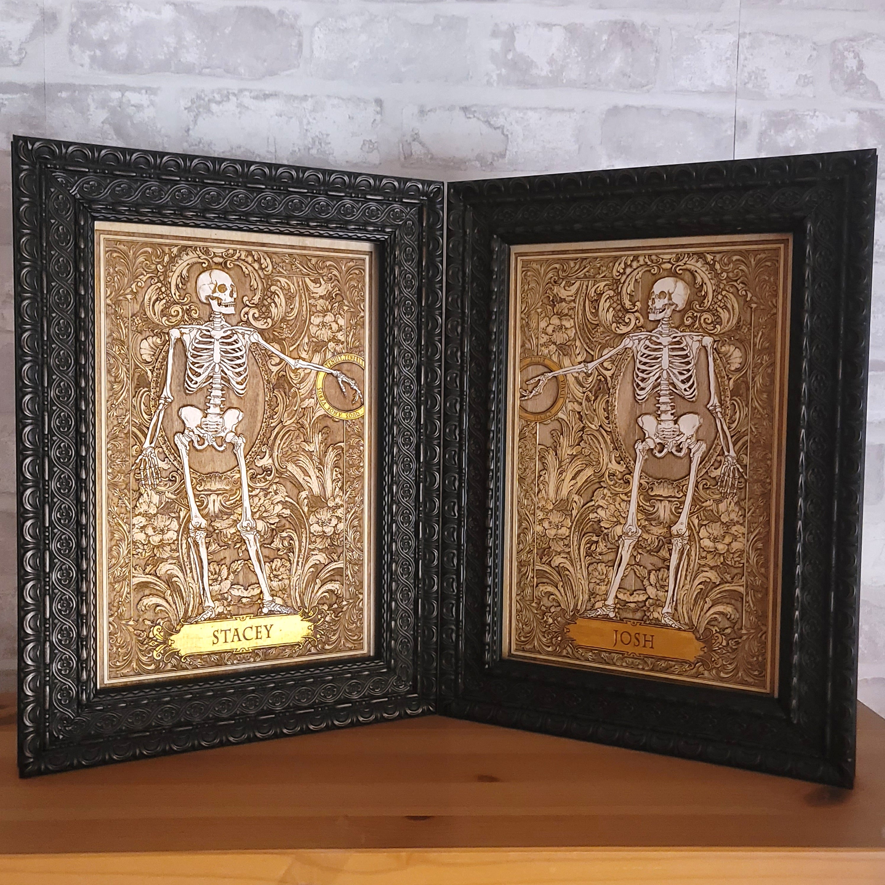 Love Skeleton Couple - Till Death Do Us Part - Personalized with Names - Medium Painted