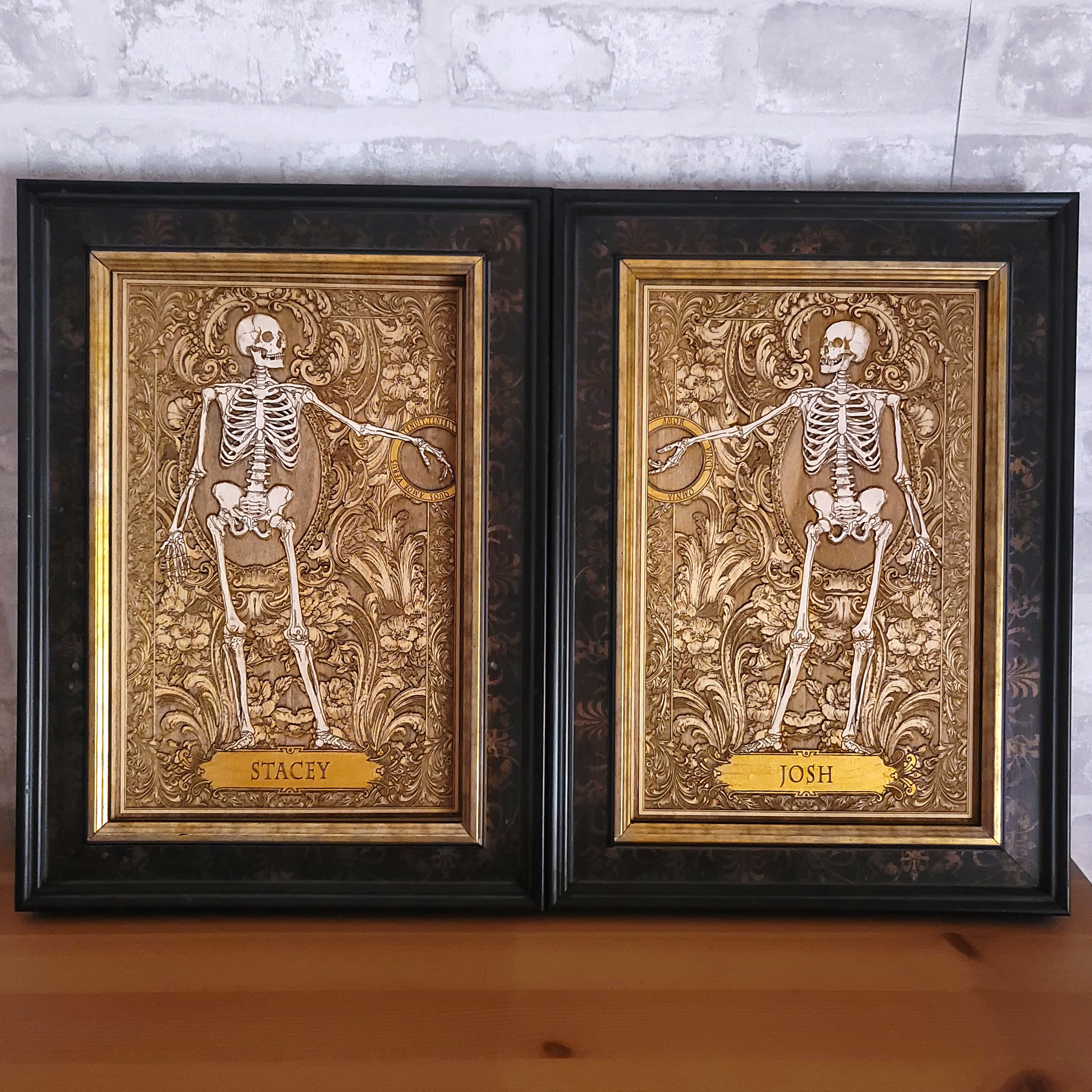 Love Skeleton Couple - Till Death Do Us Part - Personalized with Names - Medium Painted