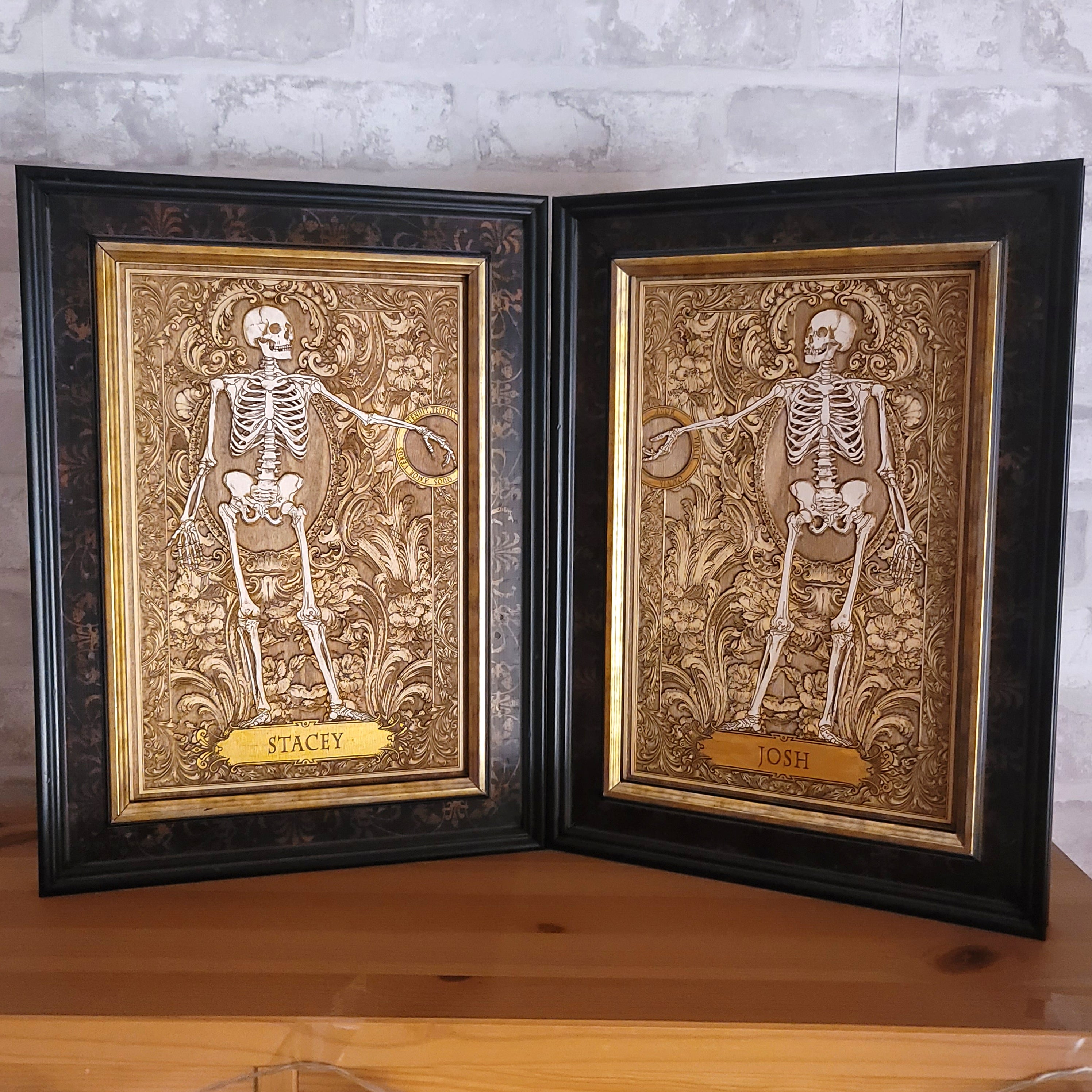 Love Skeleton Couple - Till Death Do Us Part - Personalized with Names - Medium Painted