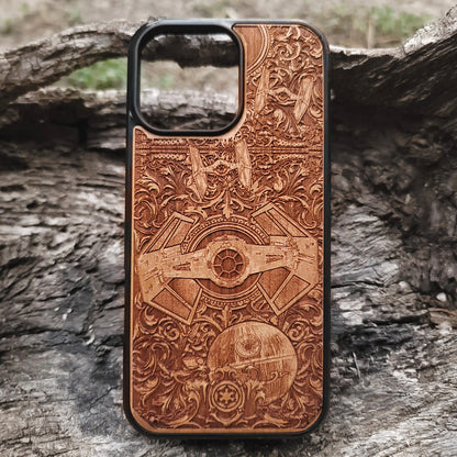 Intergalactic Ship X - Wood Phone Case