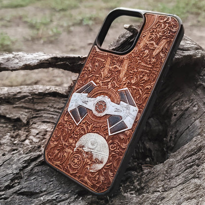 Intergalactic Ship X - Wood Phone Case - Hand Painted