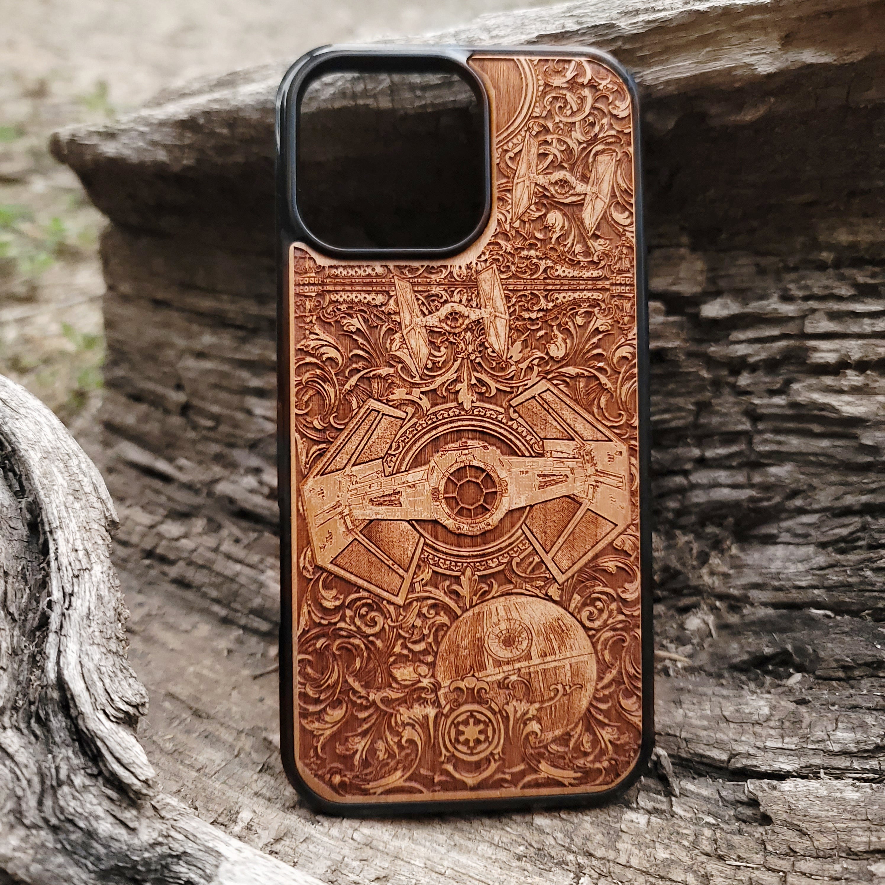 Intergalactic Ship X - Wood Phone Case