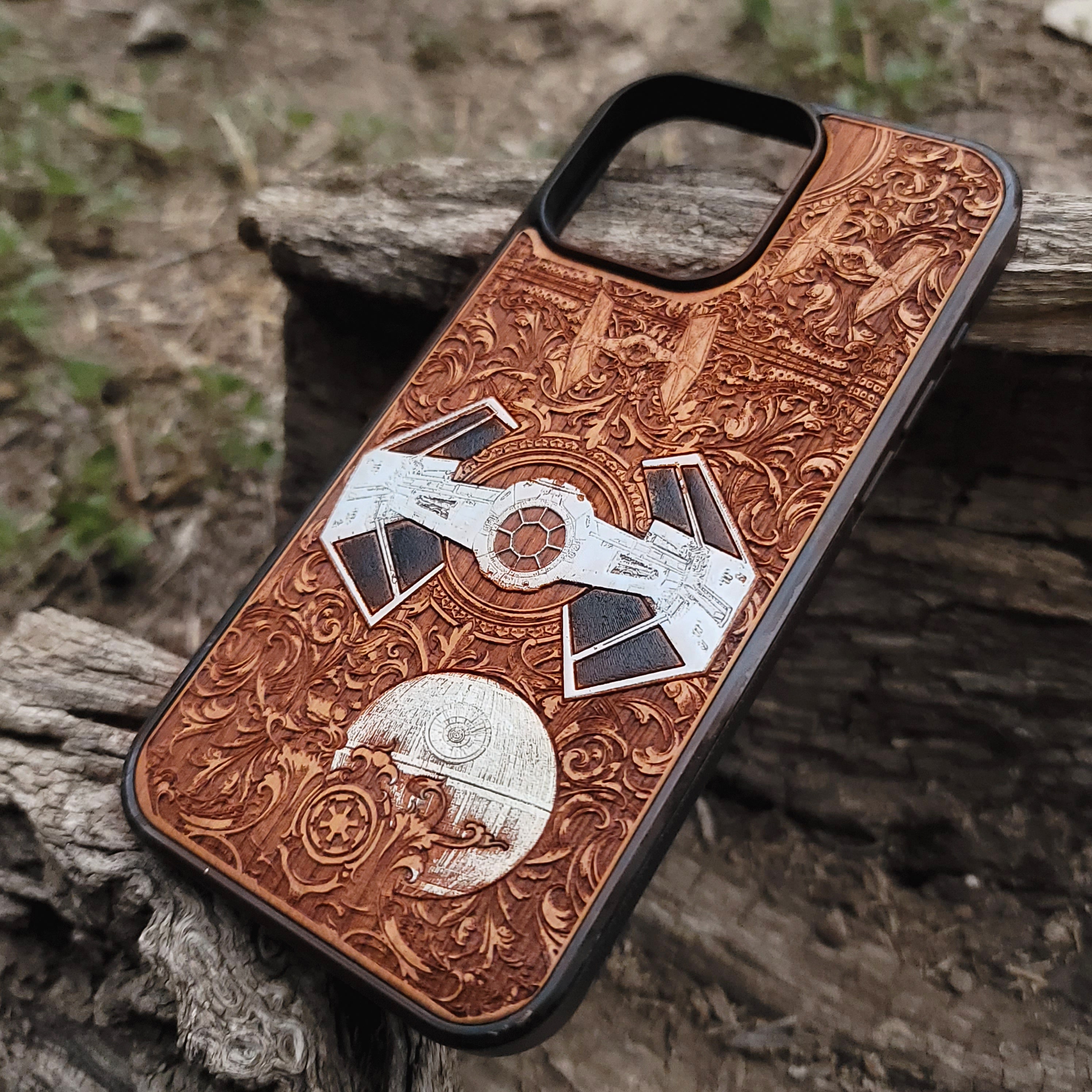 Intergalactic Ship X - Wood Phone Case - Hand Painted