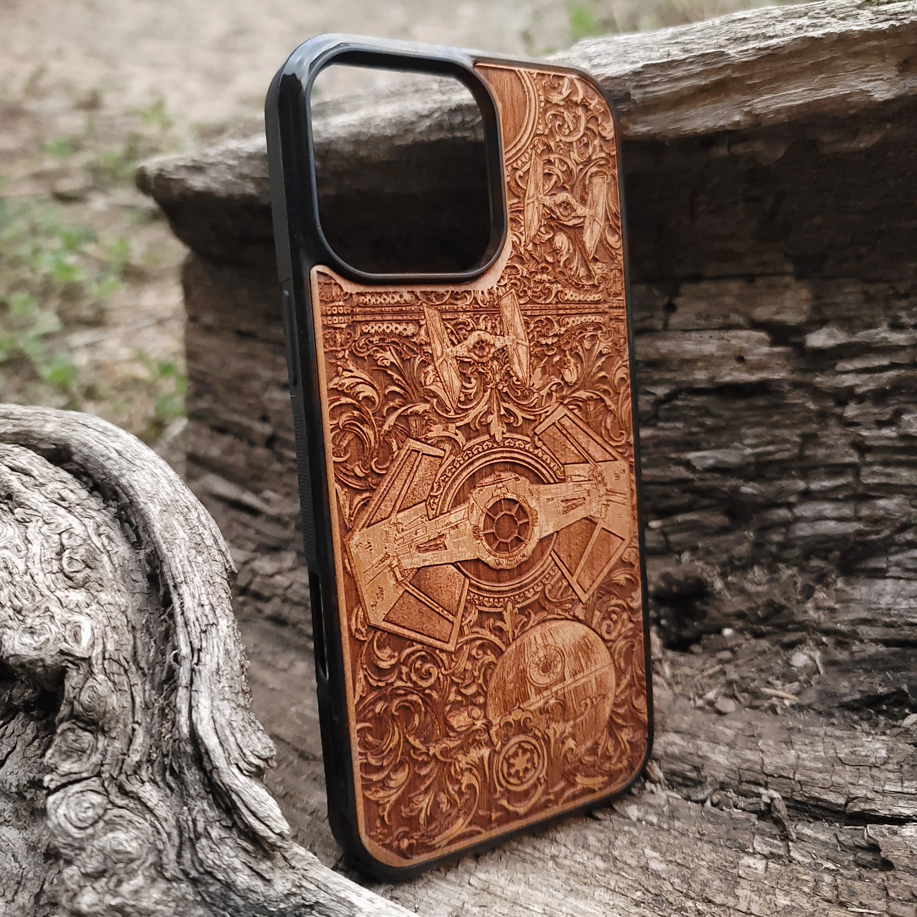 Intergalactic Ship X - Wood Phone Case