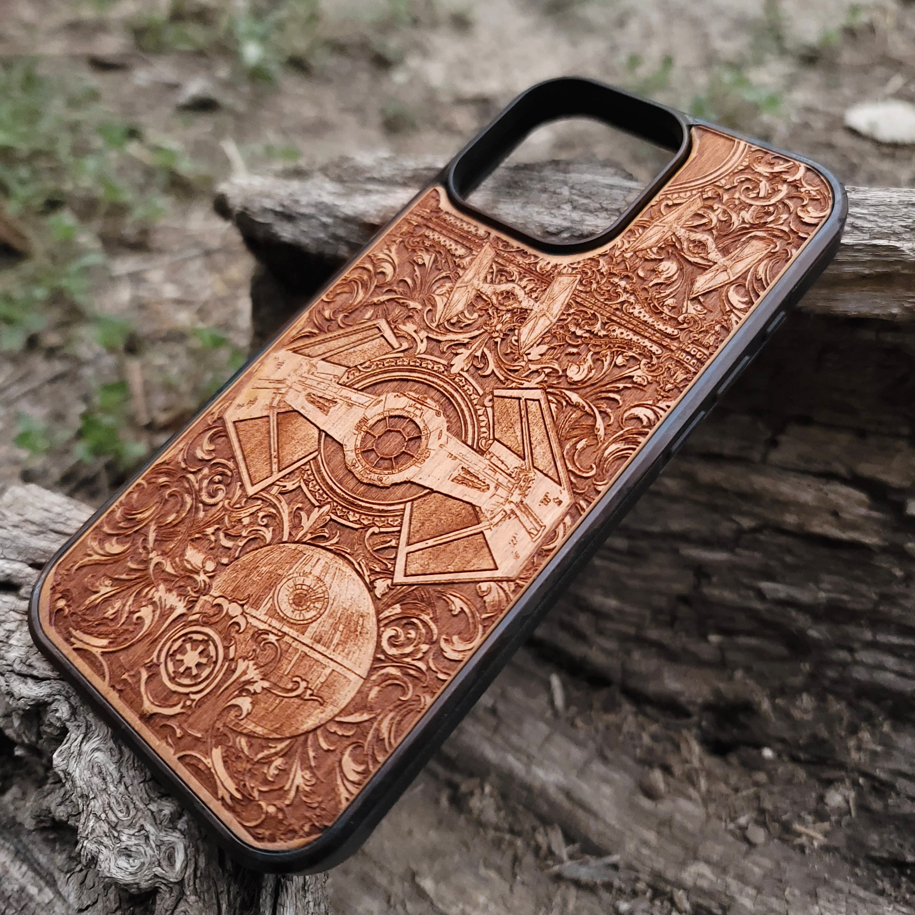 Intergalactic Ship X - Wood Phone Case