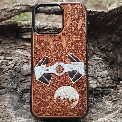 Intergalactic Ship X - Wood Phone Case - Hand Painted