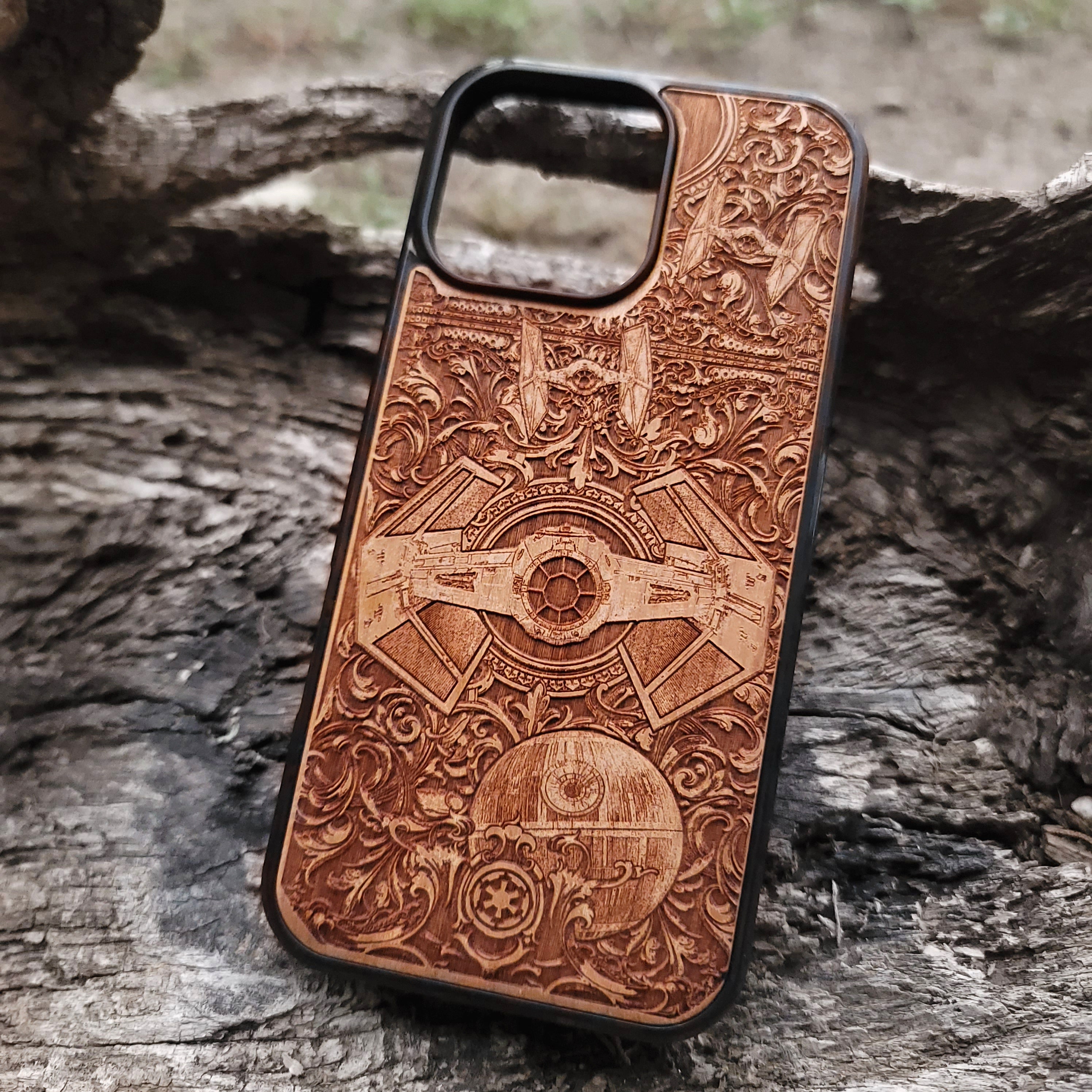 Intergalactic Ship X - Wood Phone Case