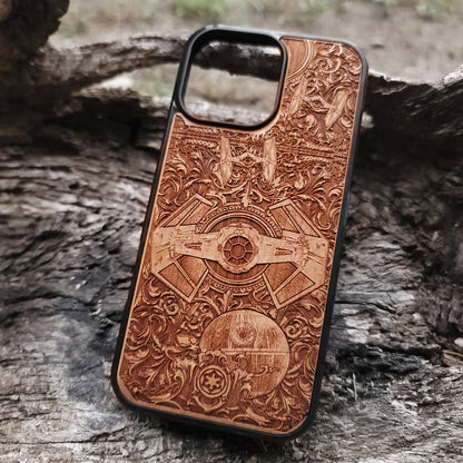 Intergalactic Ship X - Wood Phone Case