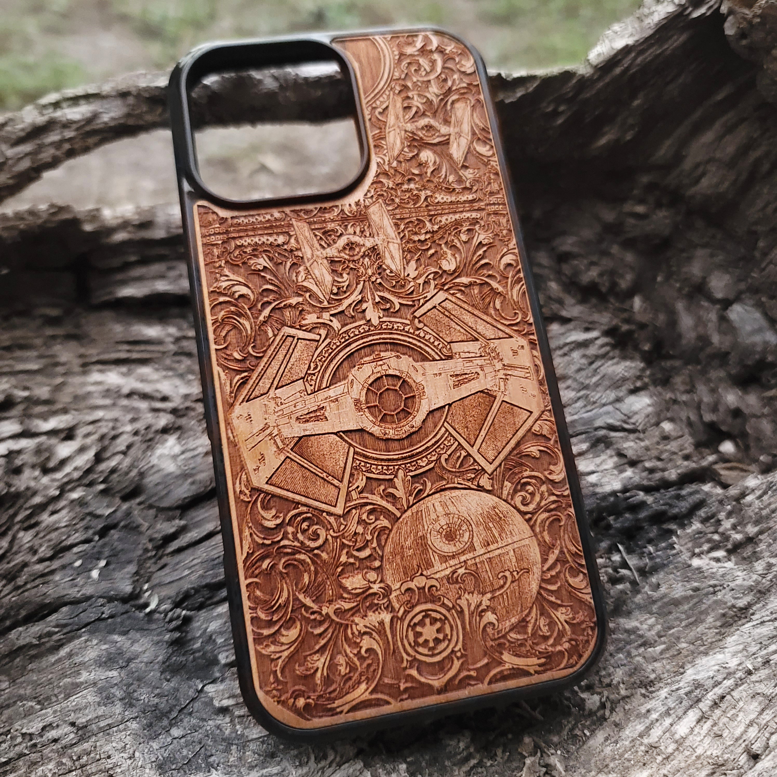 Intergalactic Ship X - Wood Phone Case