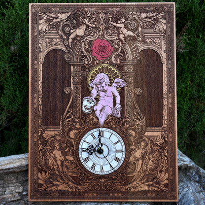 Gothic Time Real Clock Large Cedar Wood