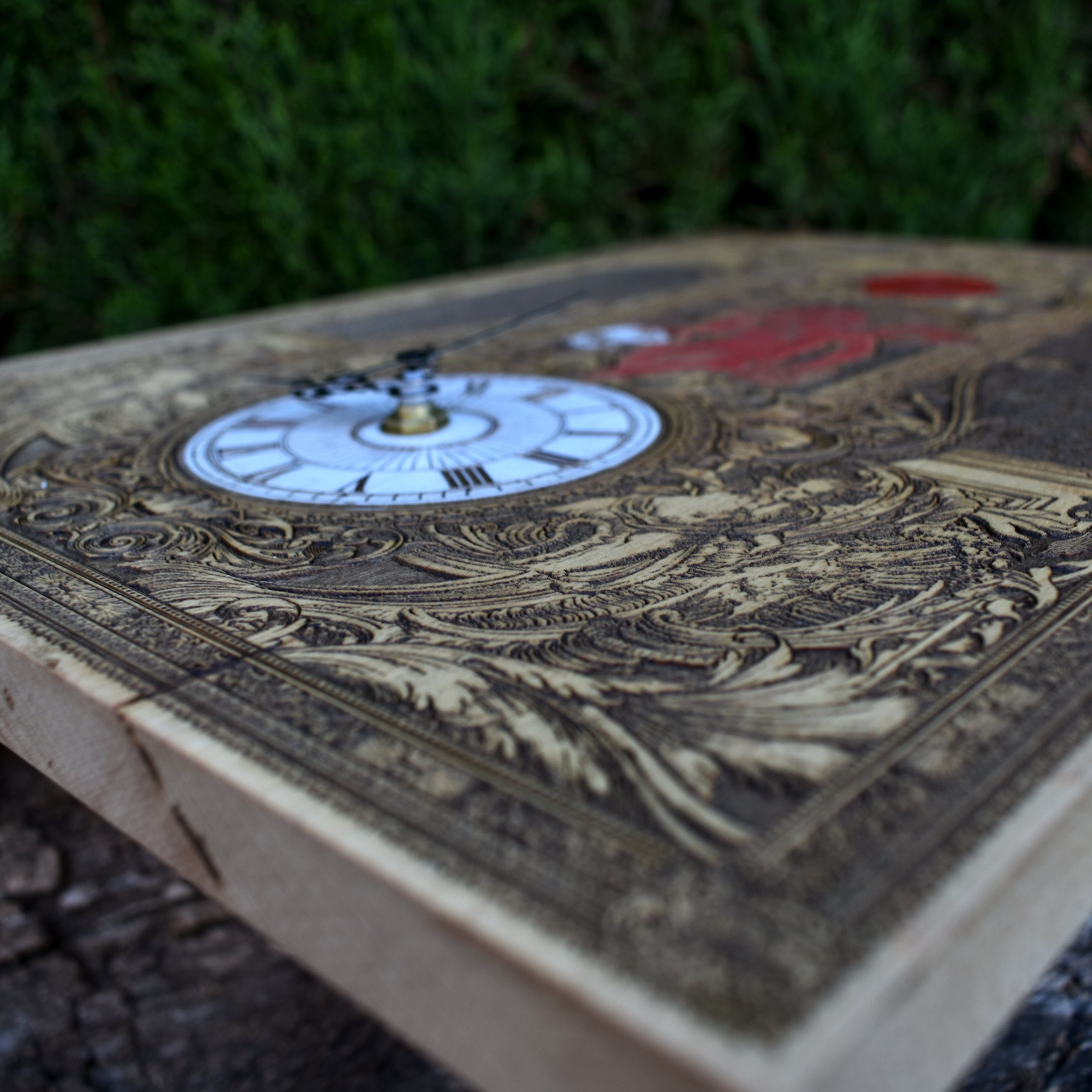 Gothic Time Real Clock Large Maple Wood