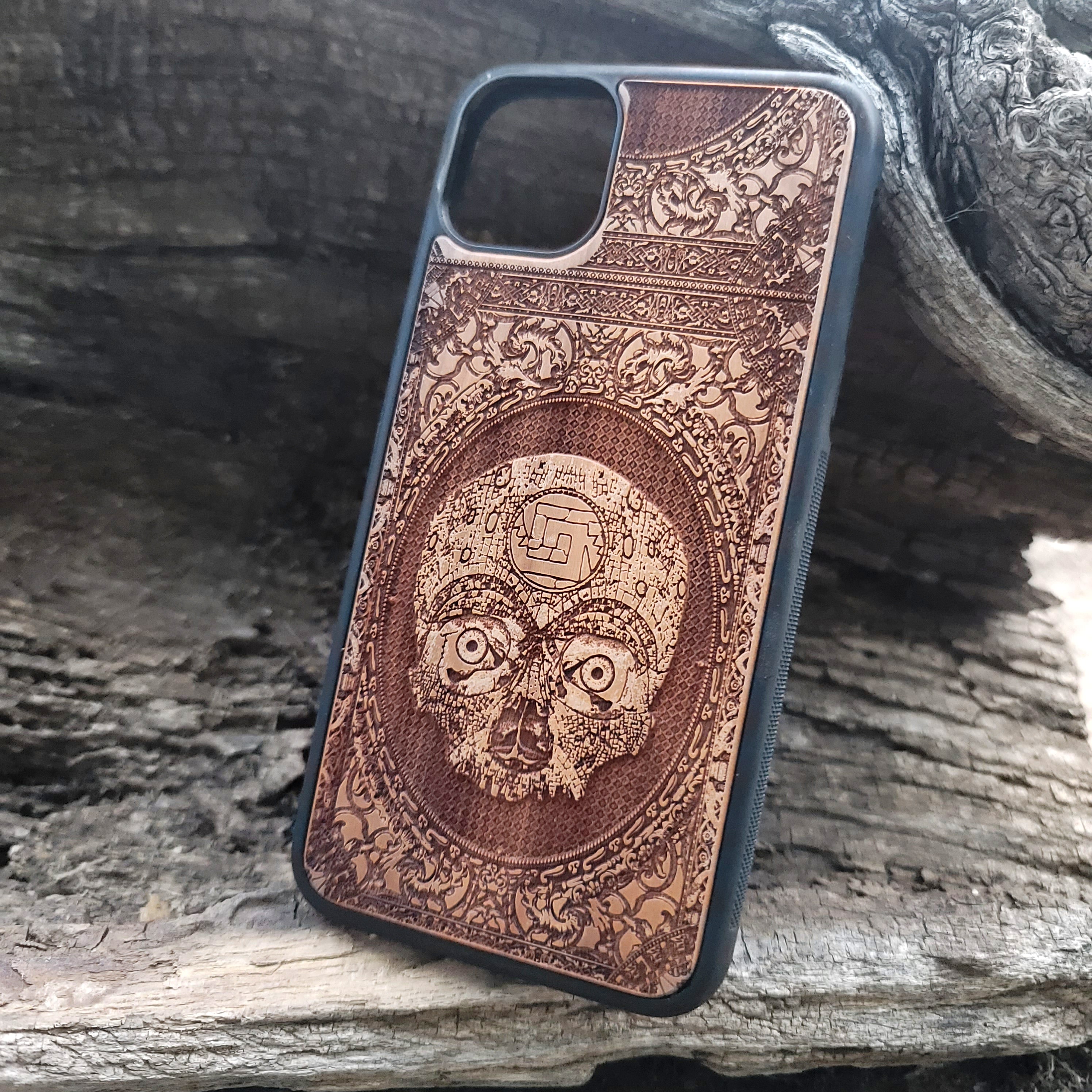 Aztec Skull Wood Phone Case