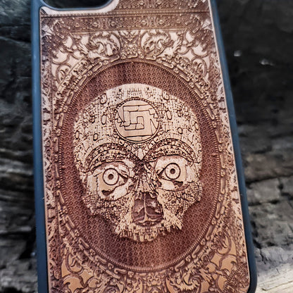 Aztec Skull Wood Phone Case