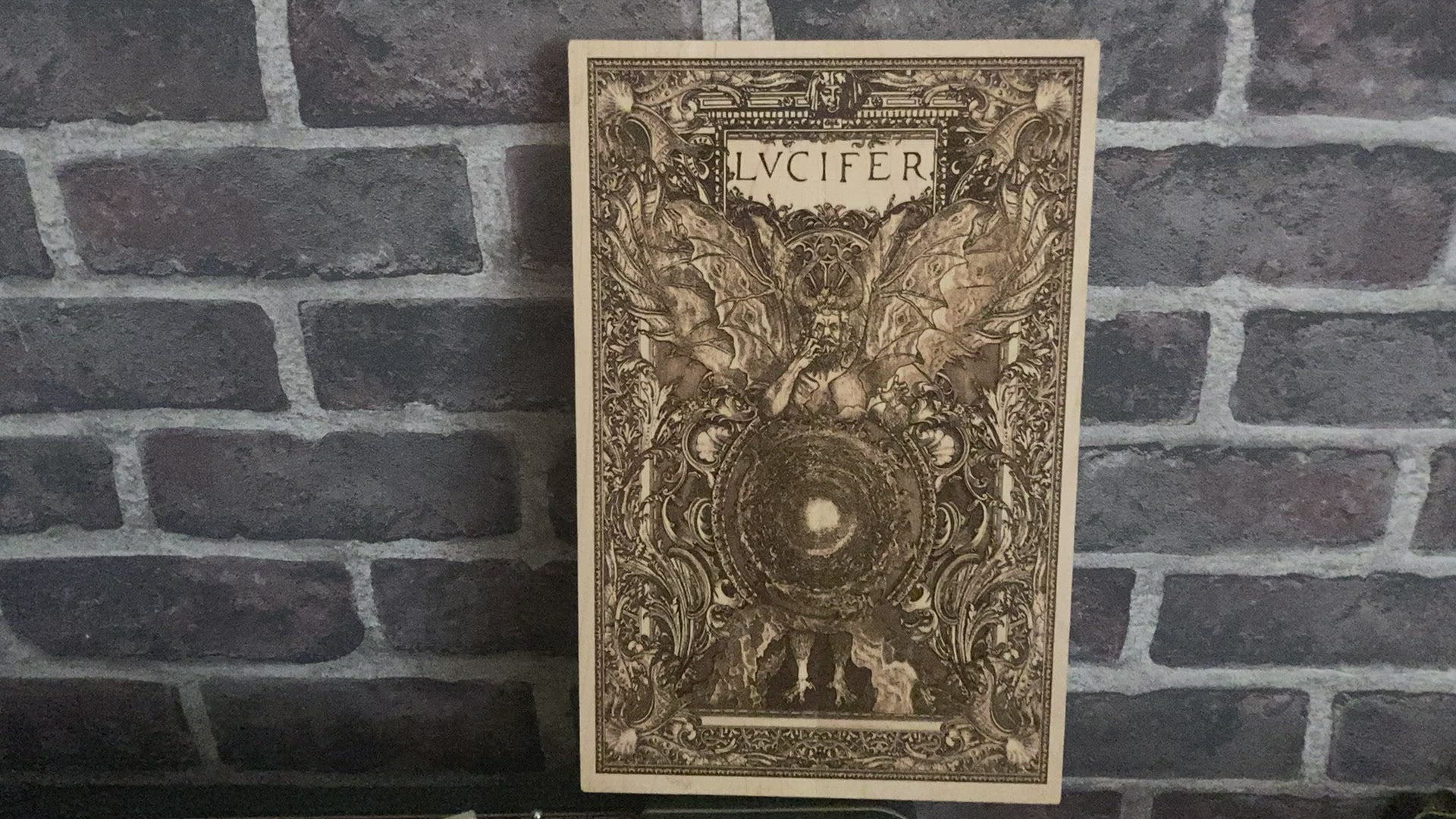 Baphomet Wall Art Engraved on Wood , Satanic Altar Decor, Lucifer Temple -   Denmark